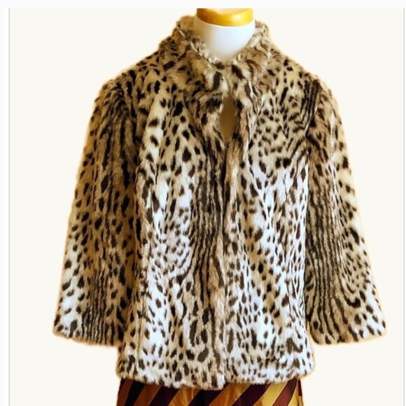 CHICO'S Leopard Faux Fur Cropped Jacket Size L - Picture 1 of 12